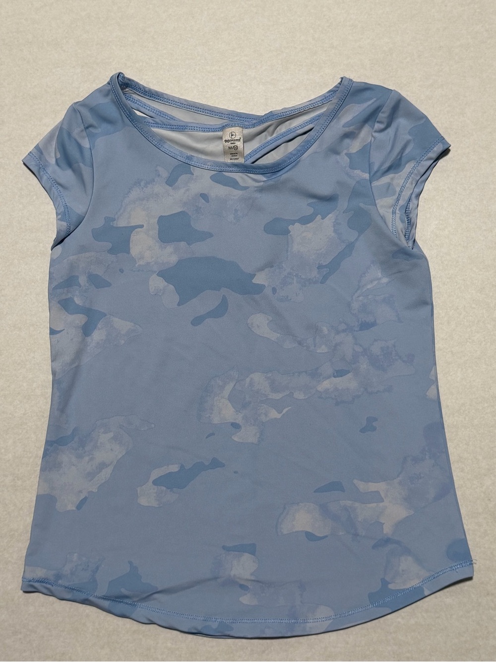 90 Degree by Reflex Girls Blue Camo Athletic Cap Sleeve Top - Size M (10) - Picture 3 of 8